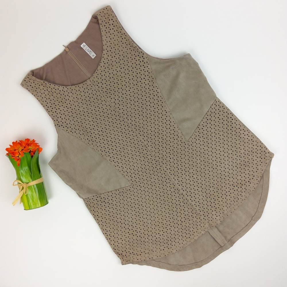 Lapis Tan Faux Suede Tank Top Size XL